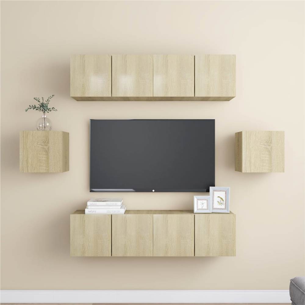 

6 Piece TV Cabinet Set Sonoma Oak Chipboard