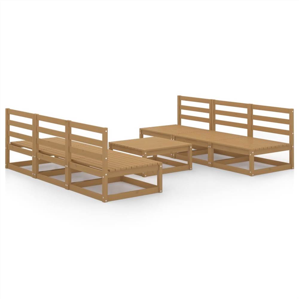 

7 Piece Garden Lounge Set Honey Brown Solid Pinewood