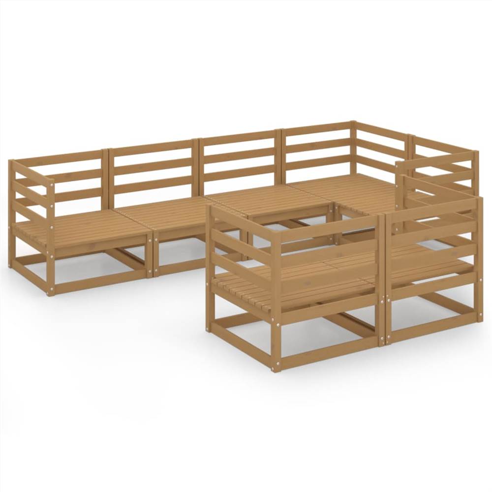

7 Piece Garden Lounge Set Honey Brown Solid Pinewood