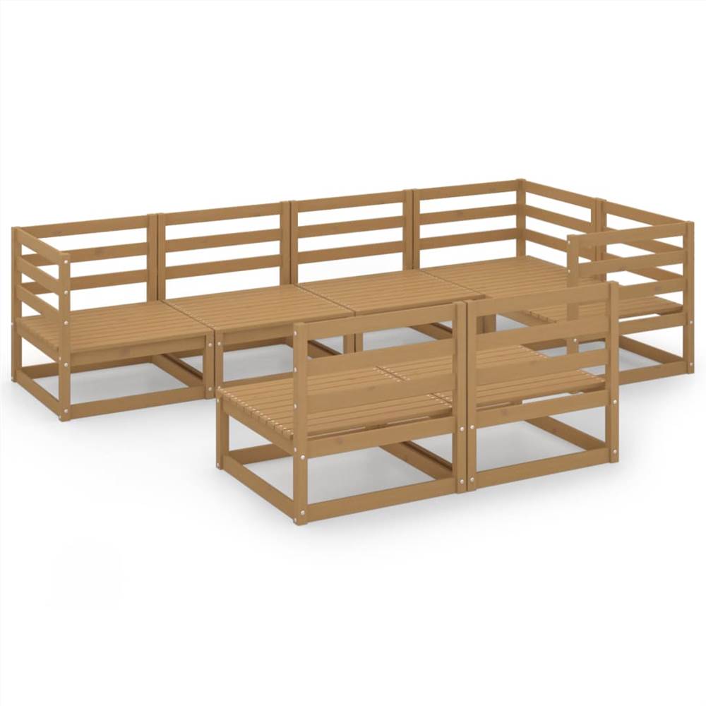 

7 Piece Garden Lounge Set Honey Brown Solid Pinewood