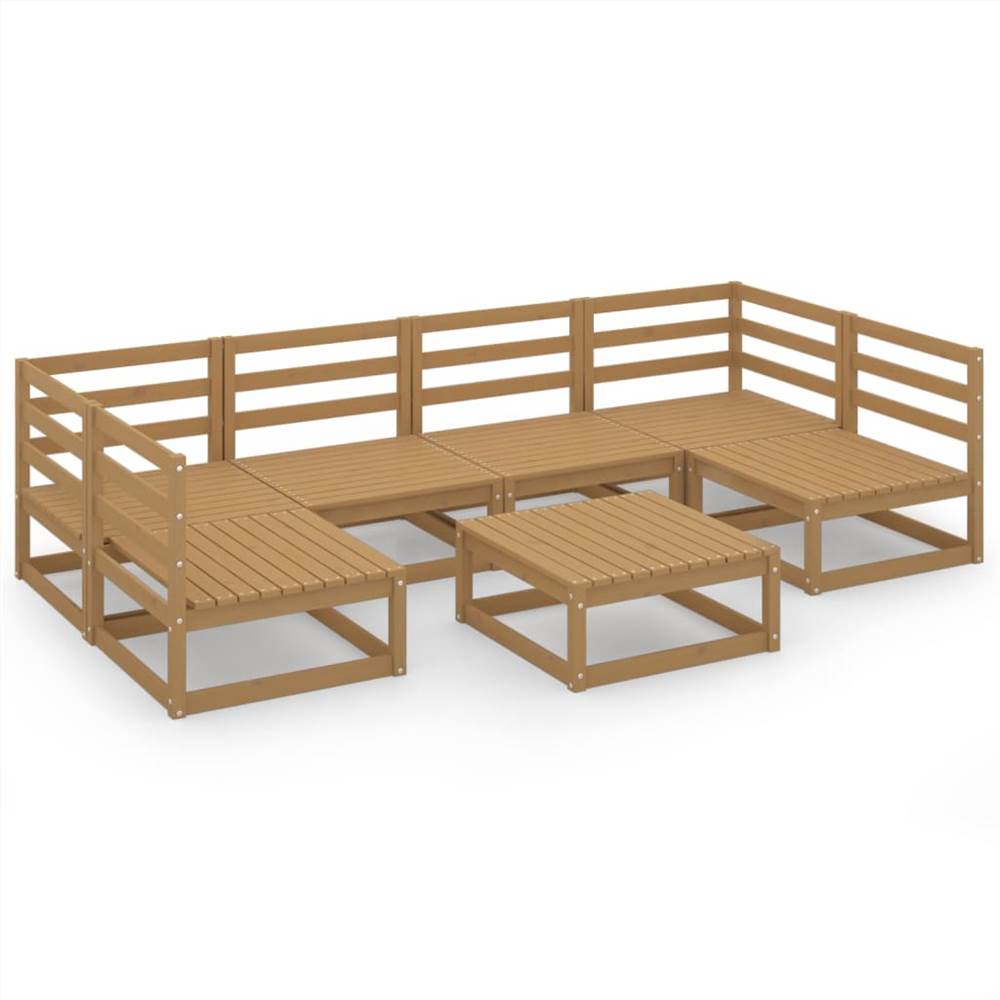 

7 Piece Garden Lounge Set Solid Pinewood