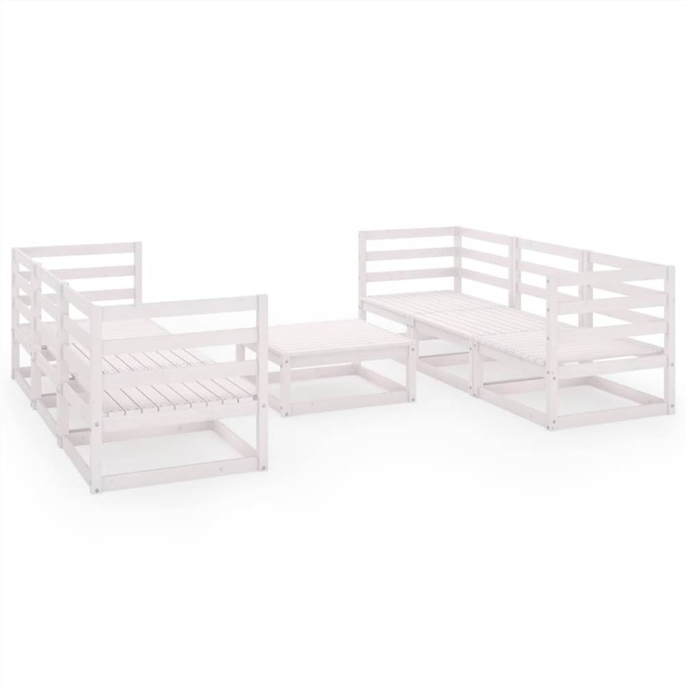 

7 Piece Garden Lounge Set White Solid Pinewood