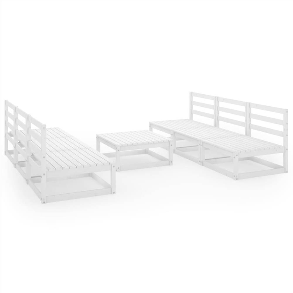 

7 Piece Garden Lounge Set White Solid Pinewood