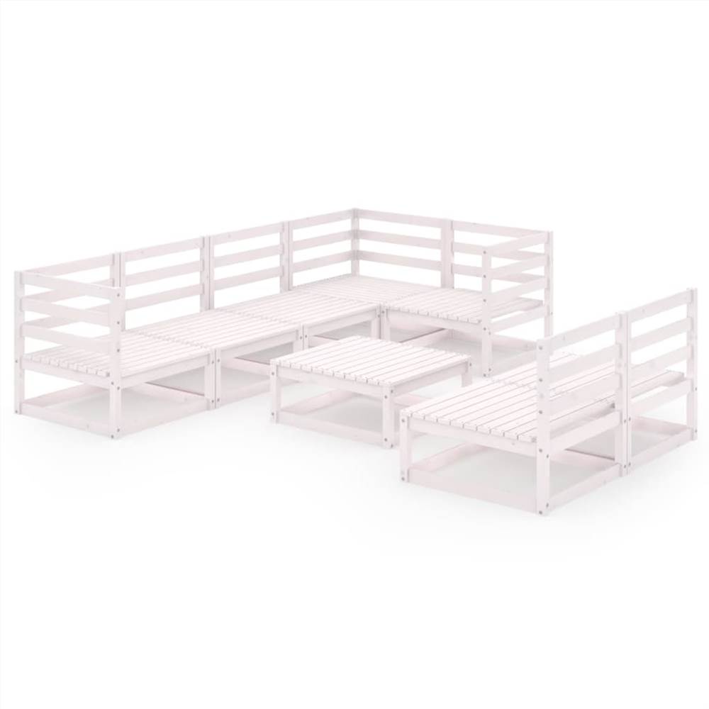 

8 Piece Garden Lounge Set White Solid Pinewood