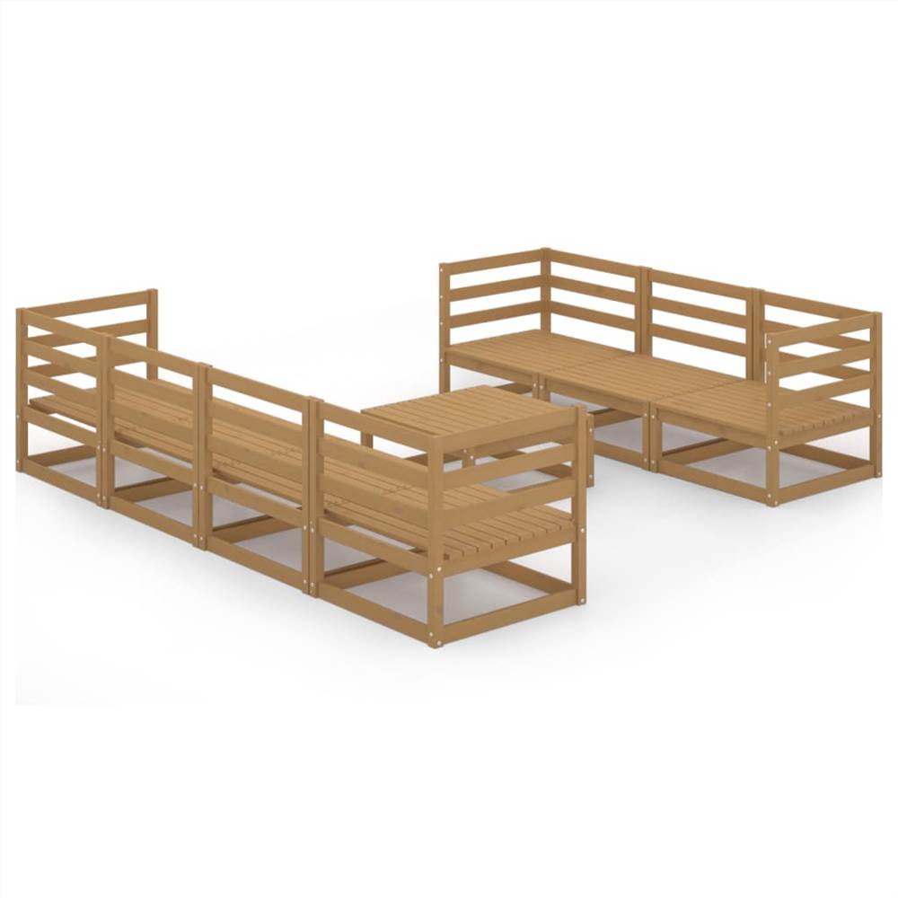 

8 Piece Garden Lounge Set Honey Brown Solid Pinewood