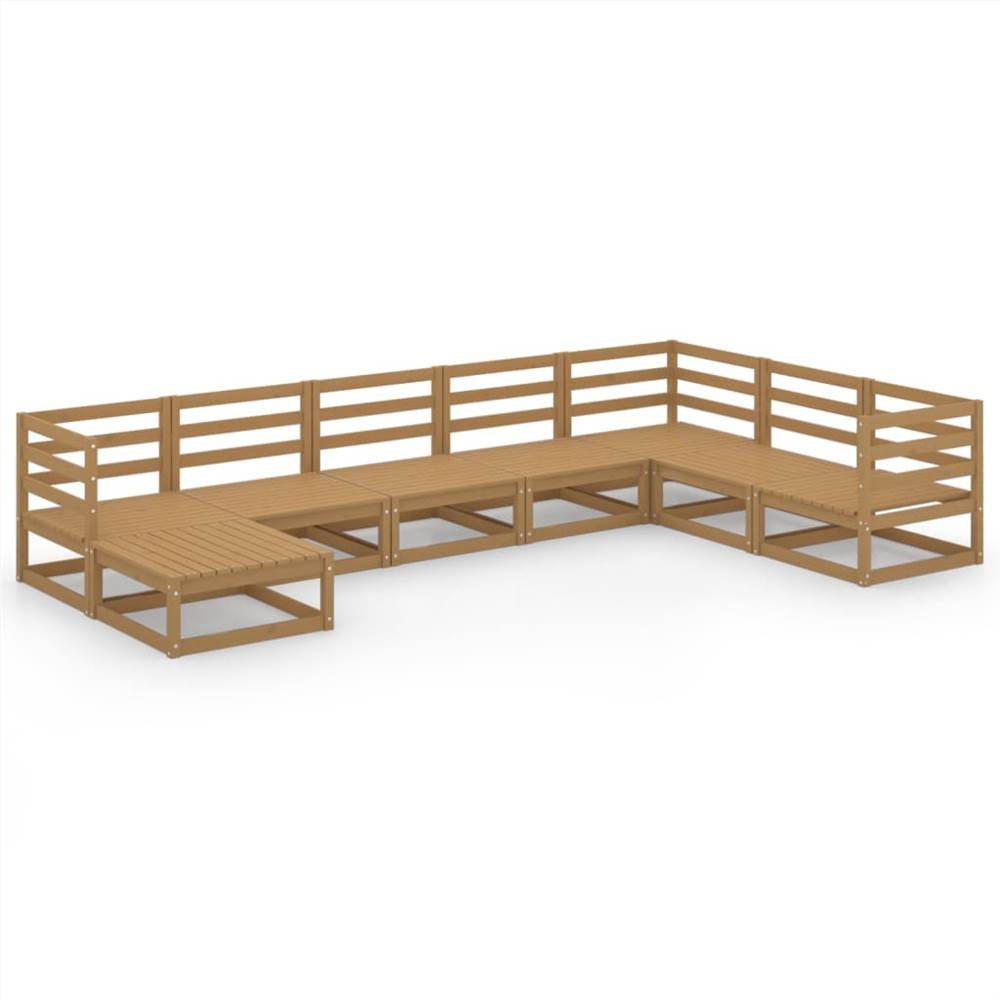 

8 Piece Garden Lounge Set Honey Brown Solid Pinewood