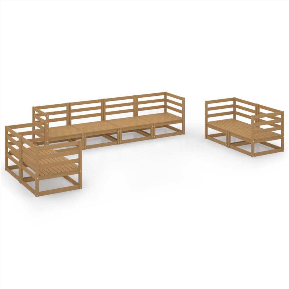 

8 Piece Garden Lounge Set Honey Brown Solid Pinewood