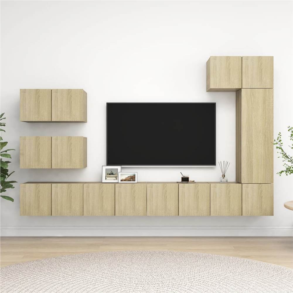 

8 Piece TV Cabinet Set Sonoma Oak Chipboard