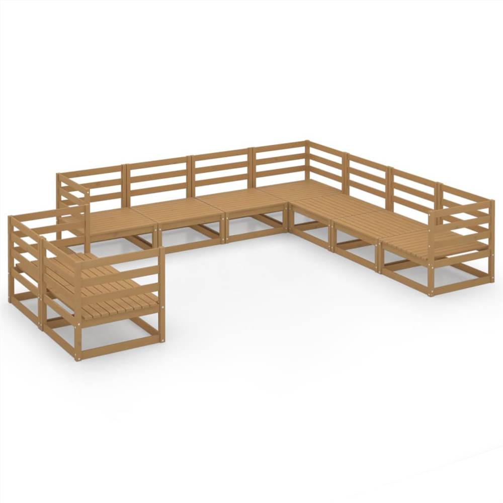 

9 Piece Garden Lounge Set Honey Brown Solid Pinewood