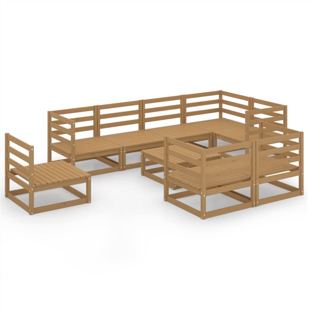 

9 Piece Garden Lounge Set Honey Brown Solid Pinewood