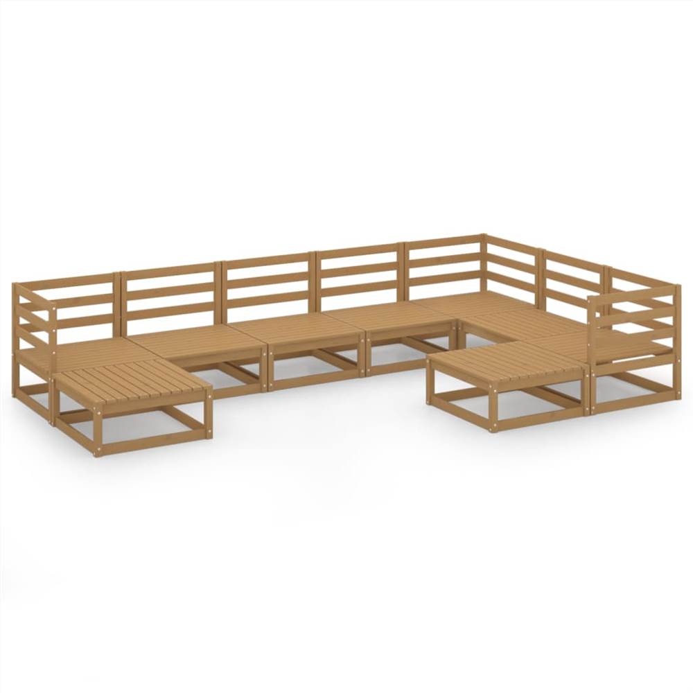 

9 Piece Garden Lounge Set Honey Brown Solid Pinewood