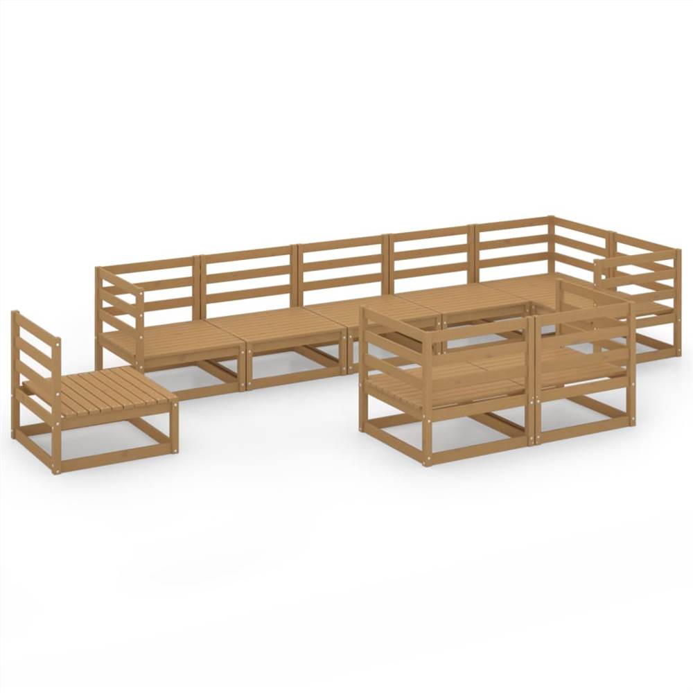 

9 Piece Garden Lounge Set Honey Brown Solid Pinewood