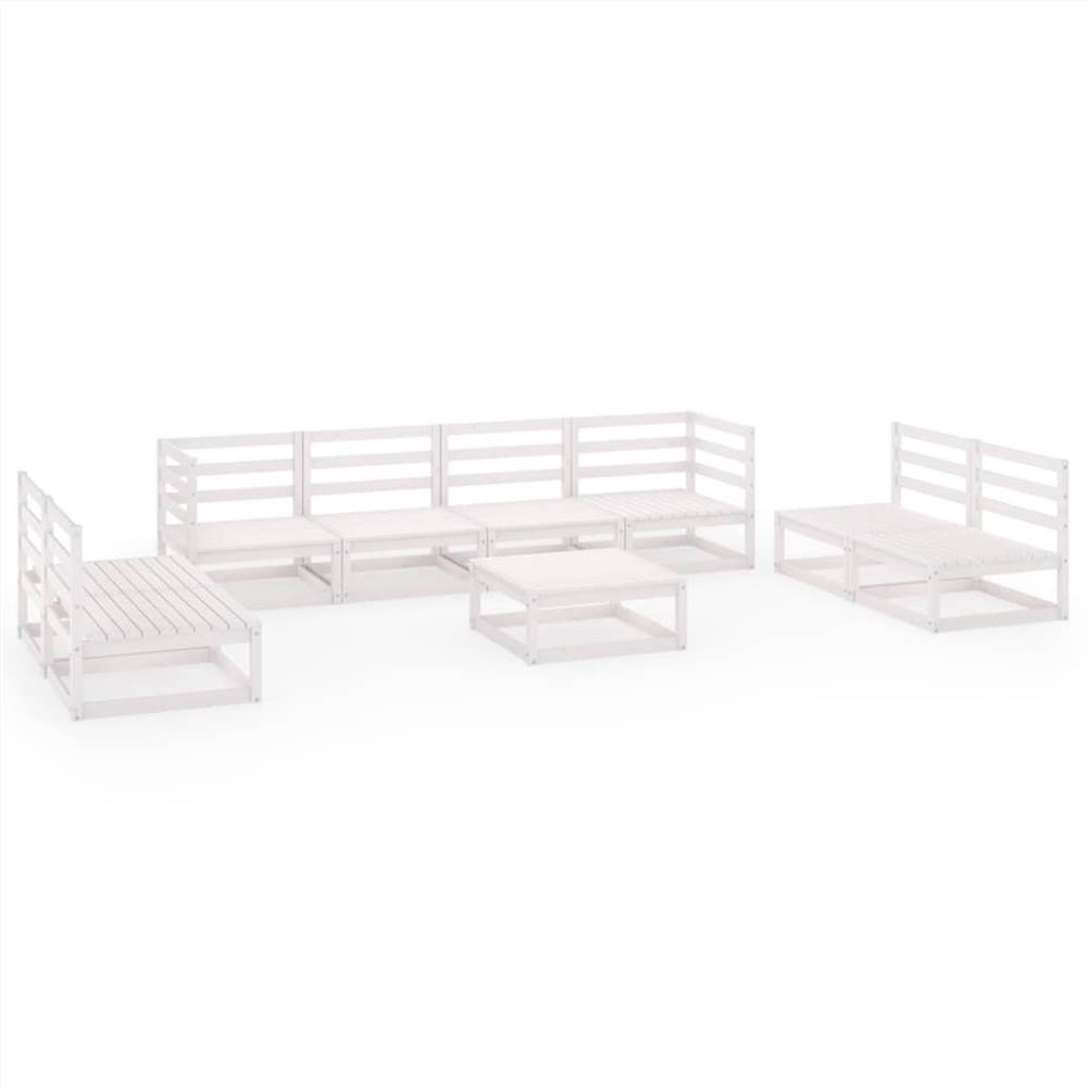 

9 Piece Garden Lounge Set White Solid Pinewood