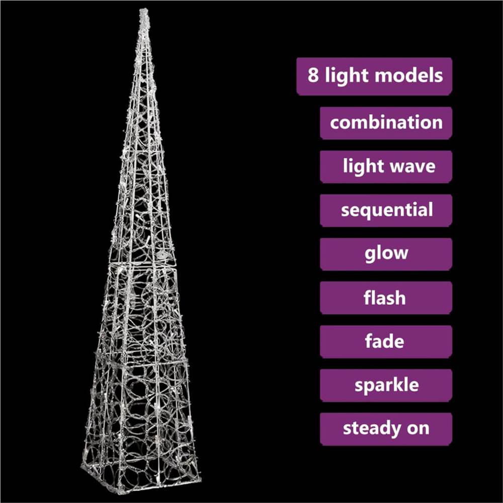 Acrylic Decorative Round LED Light Cone Cold White 120 cm