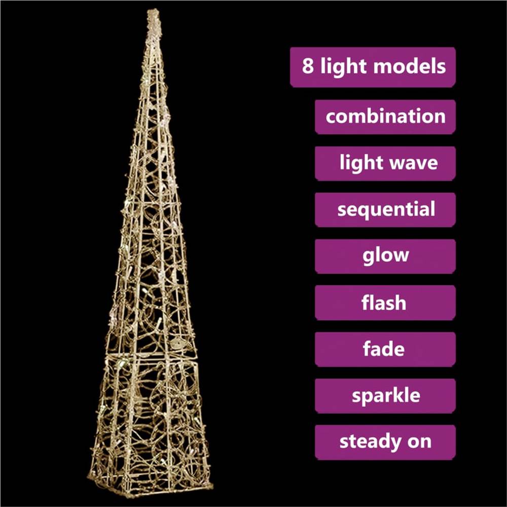 Acrylic Decorative Round LED Light Cone Warm White 90 cm