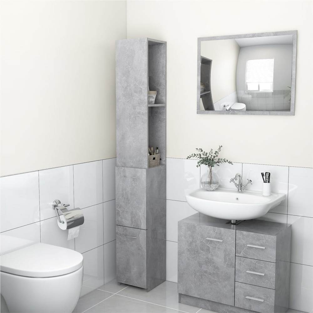 Fürdőszoba szekrény beton szürke 25x25x170 cm forgácslap