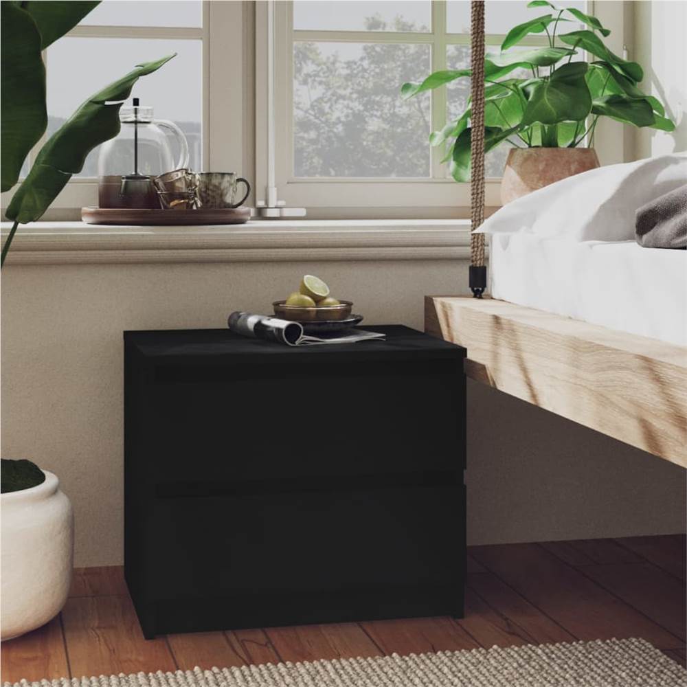 

Bed Cabinet Black 50x39x43.5 cm Chipboard