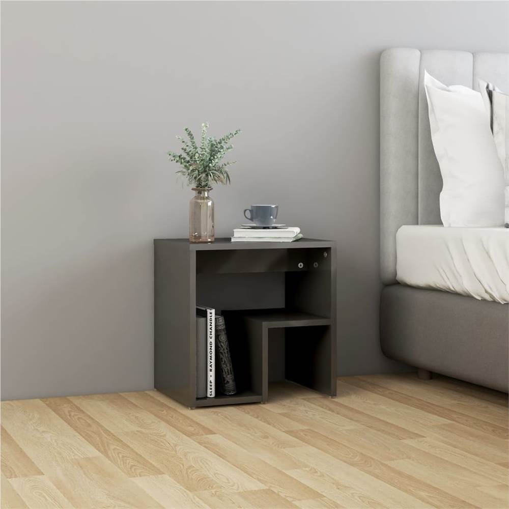 

Bed Cabinet High Gloss Grey 40x30x40 cm Chipboard