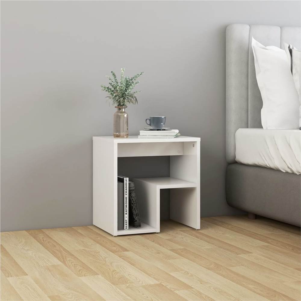 Bed Cabinet High Gloss White 40x30x40 cm Chipboard