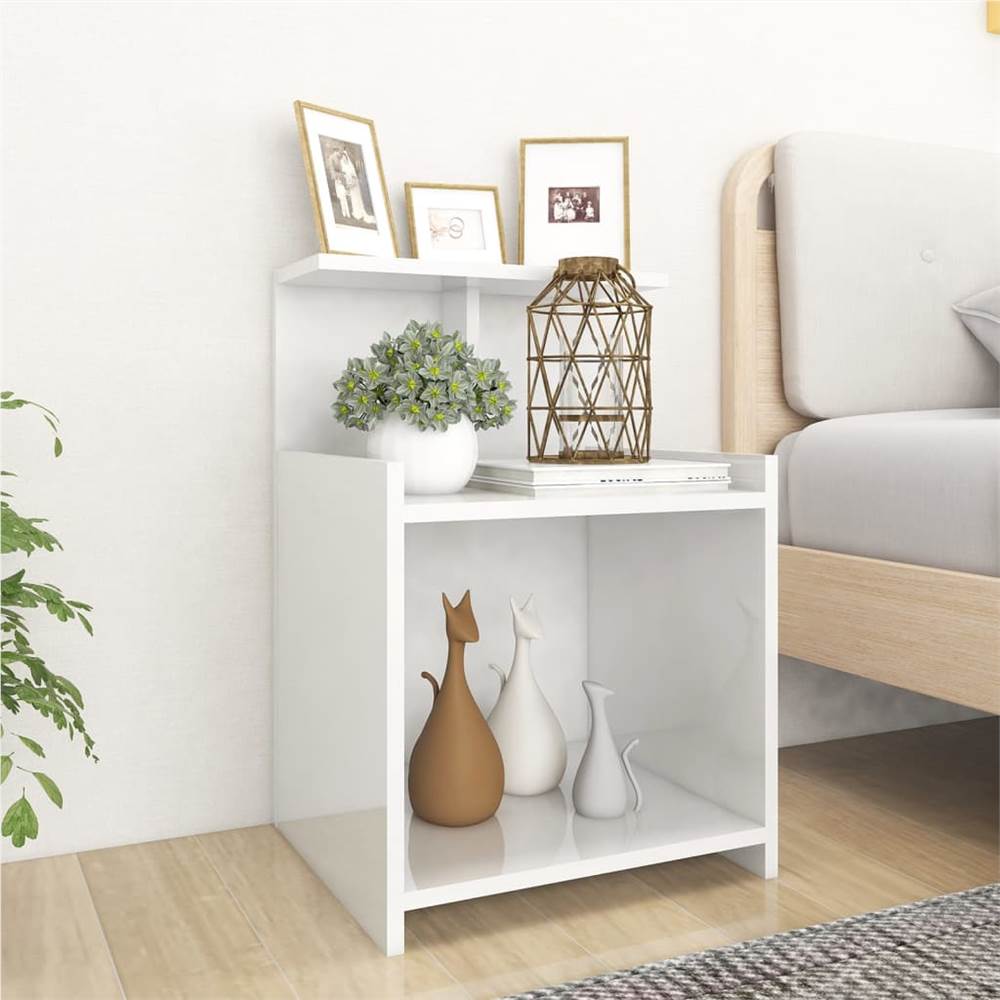 

Bed Cabinet High Gloss White 40x35x60 cm Chipboard