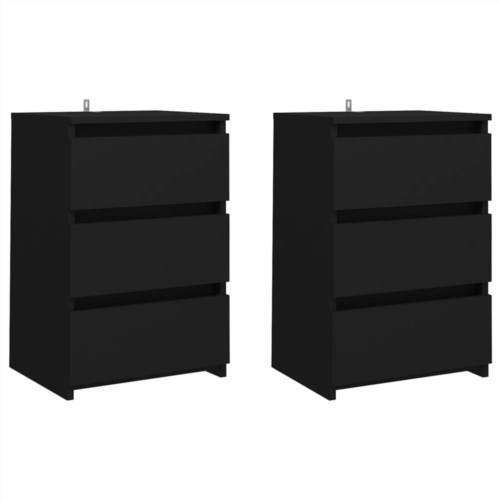 

Bed Cabinets 2 pcs Black 40x35x62.5 cm Chipboard