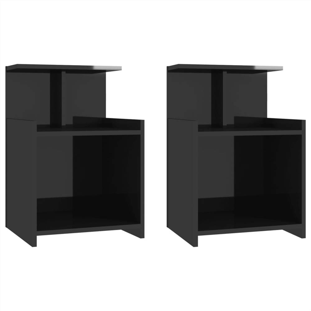 

Bed Cabinets 2 pcs High Gloss Black 40x35x60 cm Chipboard