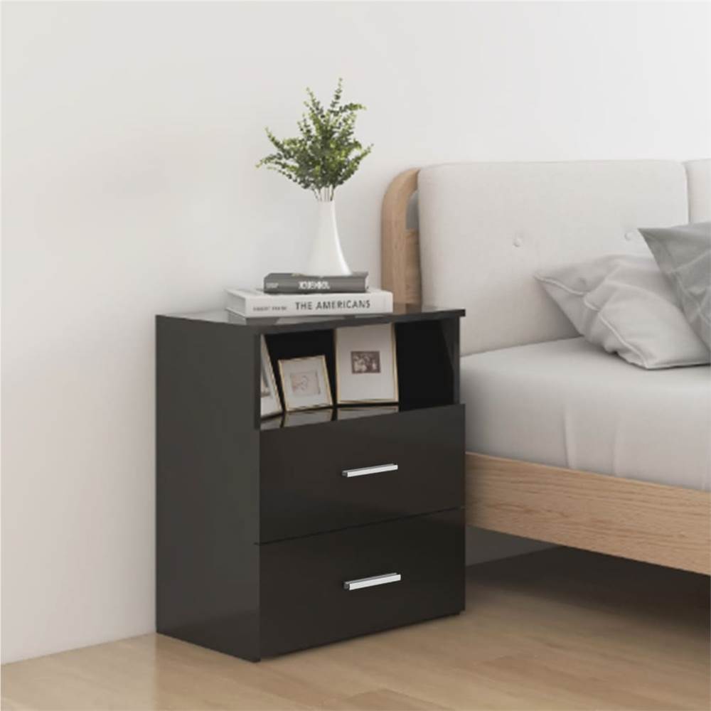 

Bed Cabinets 2 pcs High Gloss Black 50x32x60 cm