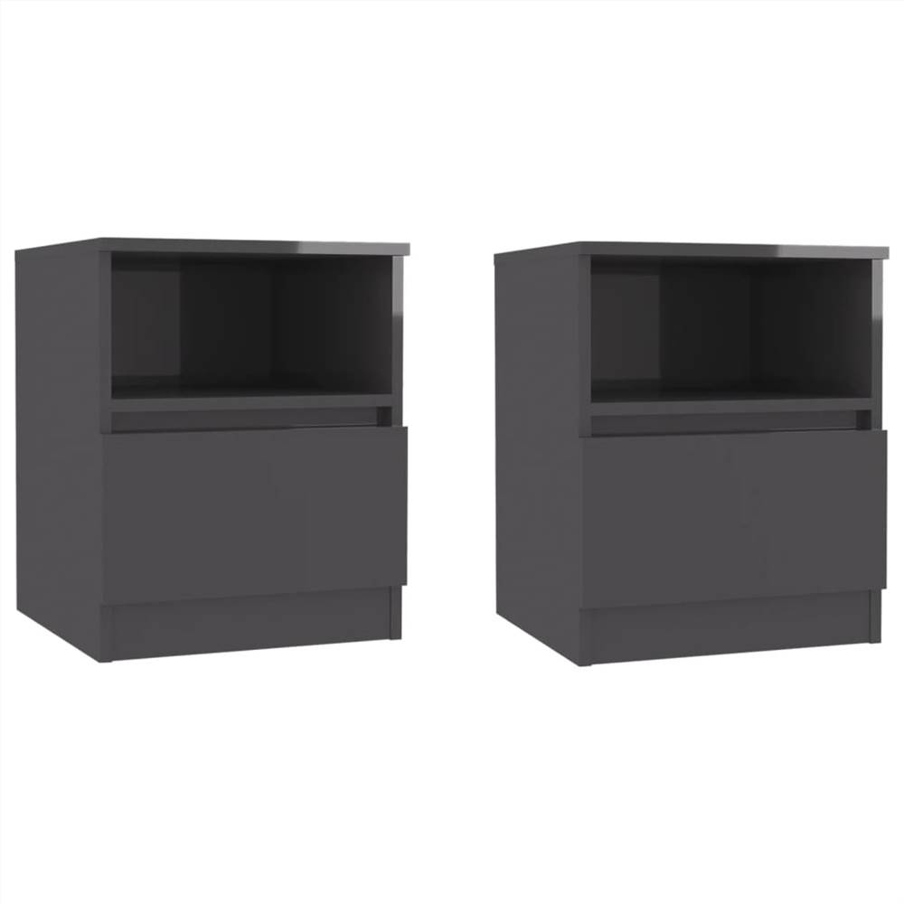 

Bed Cabinets 2 pcs High Gloss Grey 40x40x50 cm Chipboard