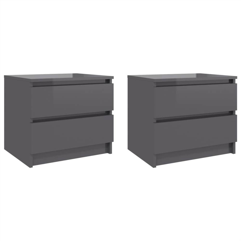 

Bed Cabinets 2 pcs High Gloss Grey 50x39x43.5 cm Chipboard