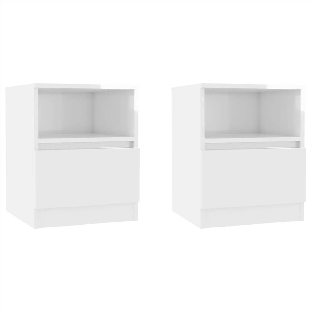 

Bed Cabinets 2 pcs High Gloss White 40x40x50 cm Chipboard