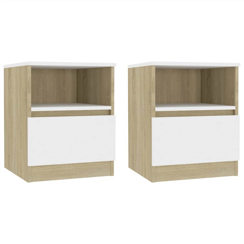 

Bed Cabinets 2 pcs White and Sonoma Oak 40x40x50 cm Chipboard