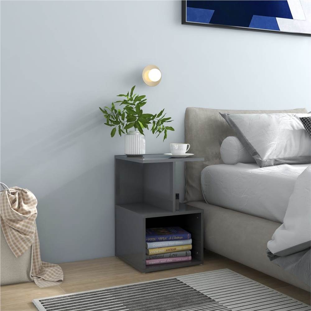 

Bedside Cabinet High Gloss Grey 35x35x55 cm Chipboard