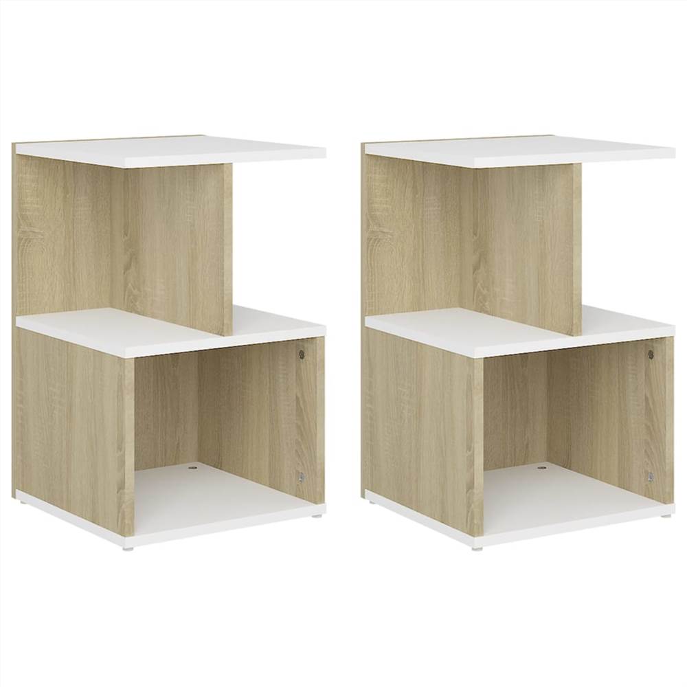 

Bedside Cabinets 2pcs White and Sonoma Oak 35x35x55cm Chipboard