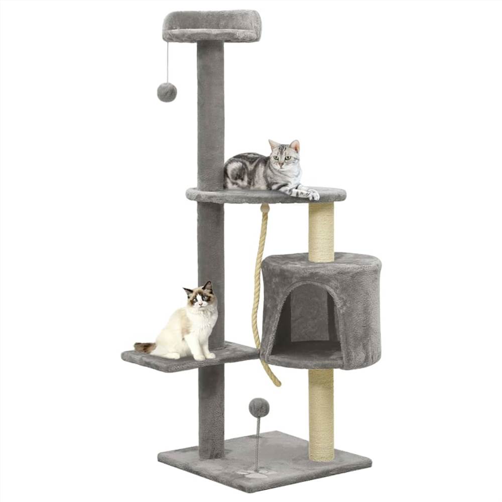 

Cat Tree with Sisal Scratching Posts Grey 120 cm