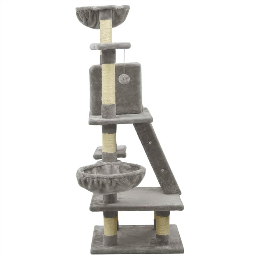 Cat Tree with Sisal Scratching Posts Grey 122 cm
