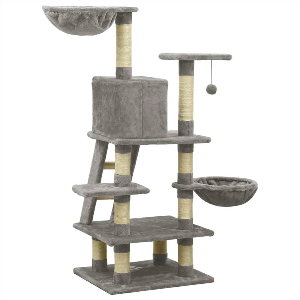 Cat Tree with Sisal Scratching Posts Grey 122 cm