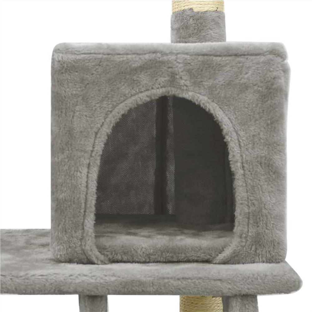 Cat Tree with Sisal Scratching Posts Grey 122 cm