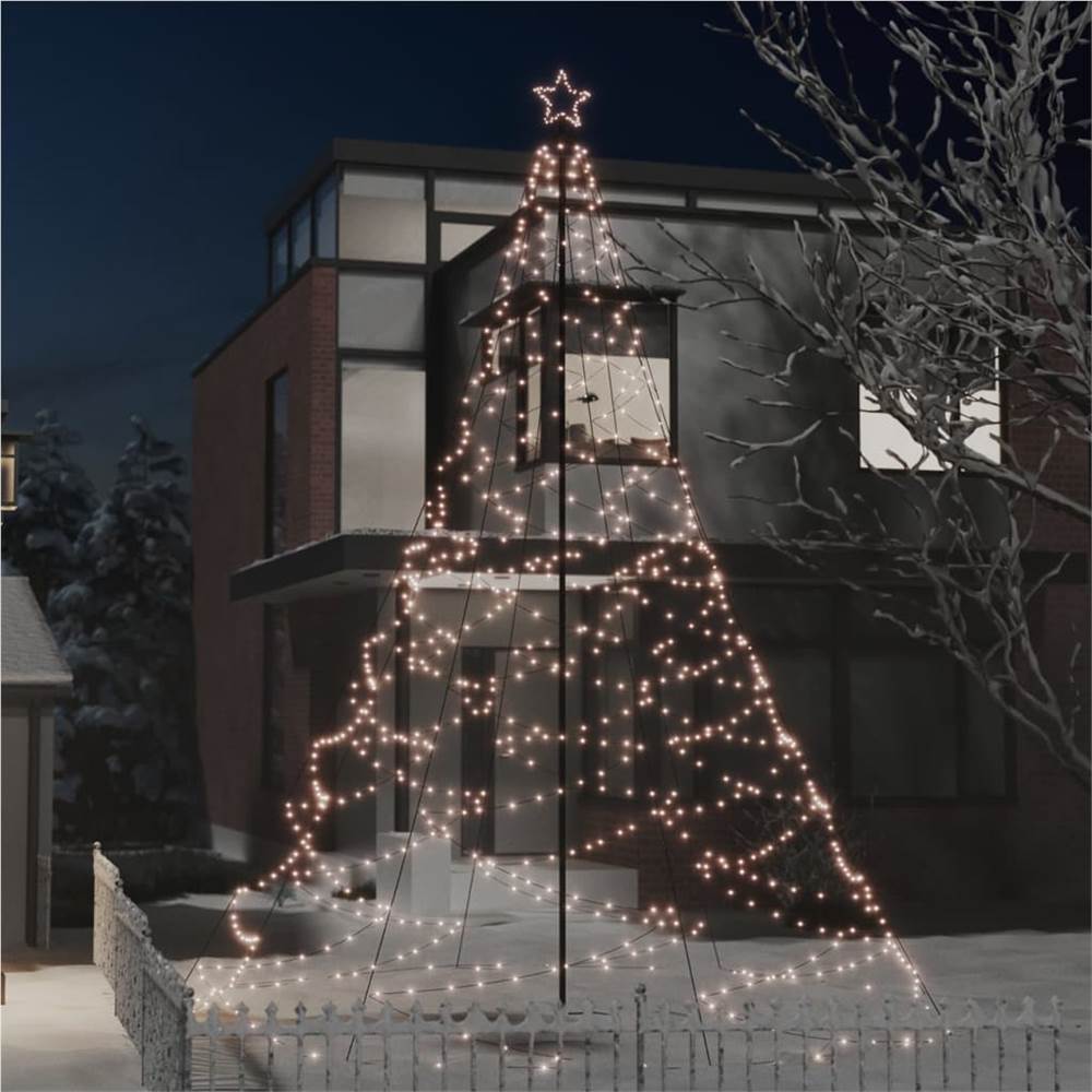 Christmas Tree with Metal Post 1400 LEDs Warm White 5 m
