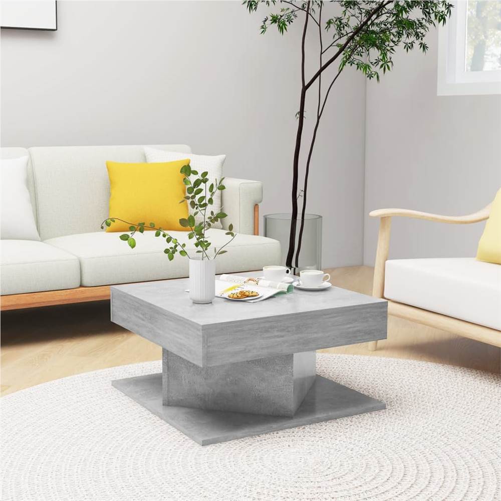 Coffee Table Concrete Grey 57x57x30 cm Chipboard