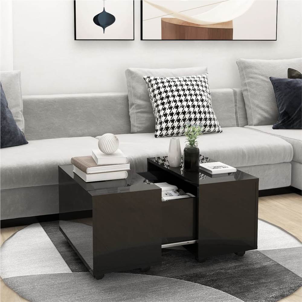 

Coffee Table High Gloss Black 60x60x38 cm Chipboard