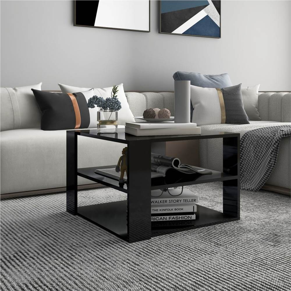 

Coffee Table High Gloss Black 60x60x40 cm Chipboard