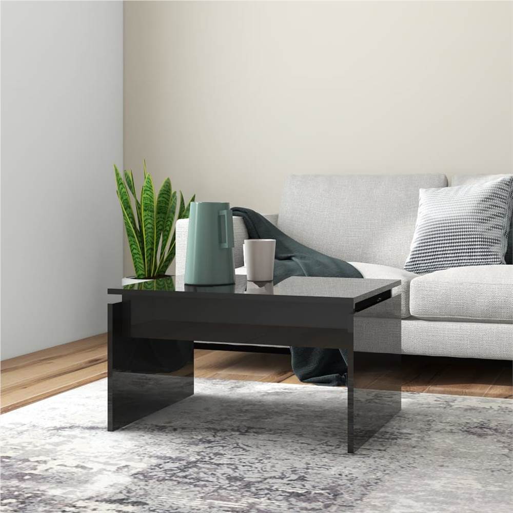 Coffee Table High Gloss Black 68x50x38 cm Chipboard