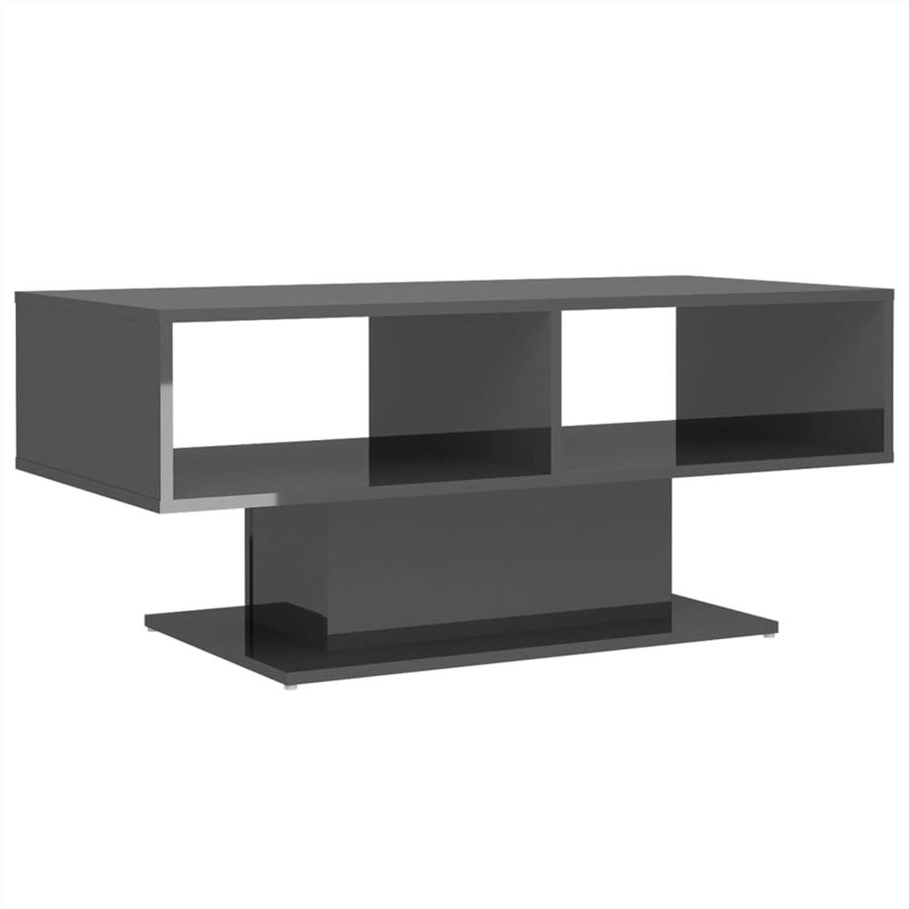 Coffee Table High Gloss Grey 103.5x50x44.5 cm Chipboard