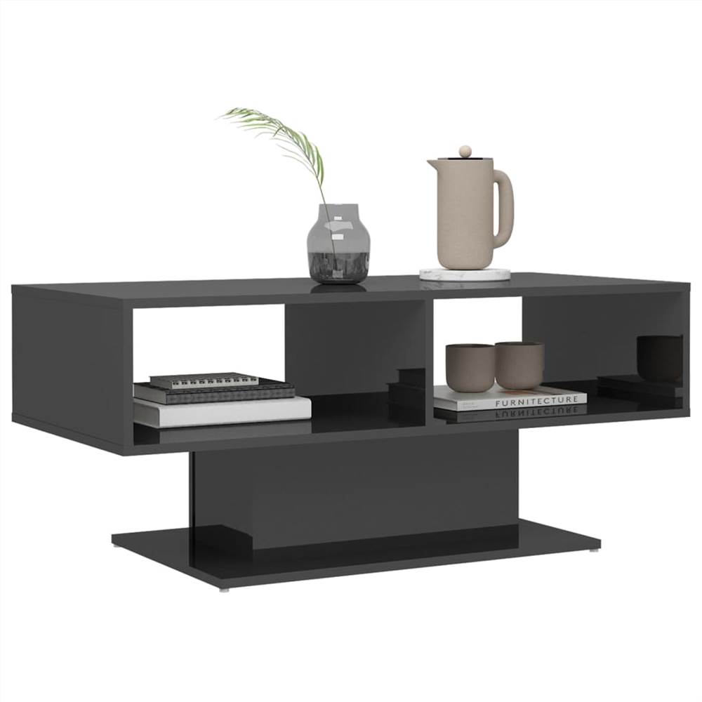 Coffee Table High Gloss Grey 103.5x50x44.5 cm Chipboard