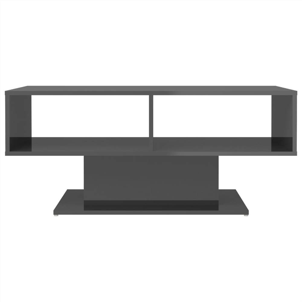 Coffee Table High Gloss Grey 103.5x50x44.5 cm Chipboard