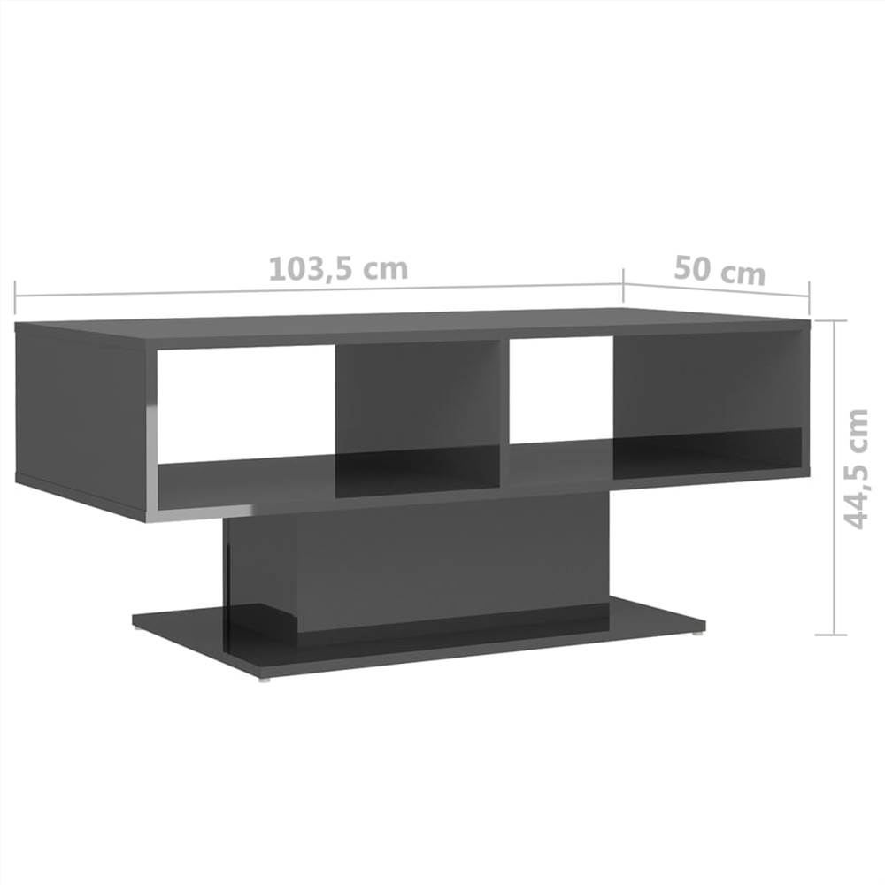 Coffee Table High Gloss Grey 103.5x50x44.5 cm Chipboard