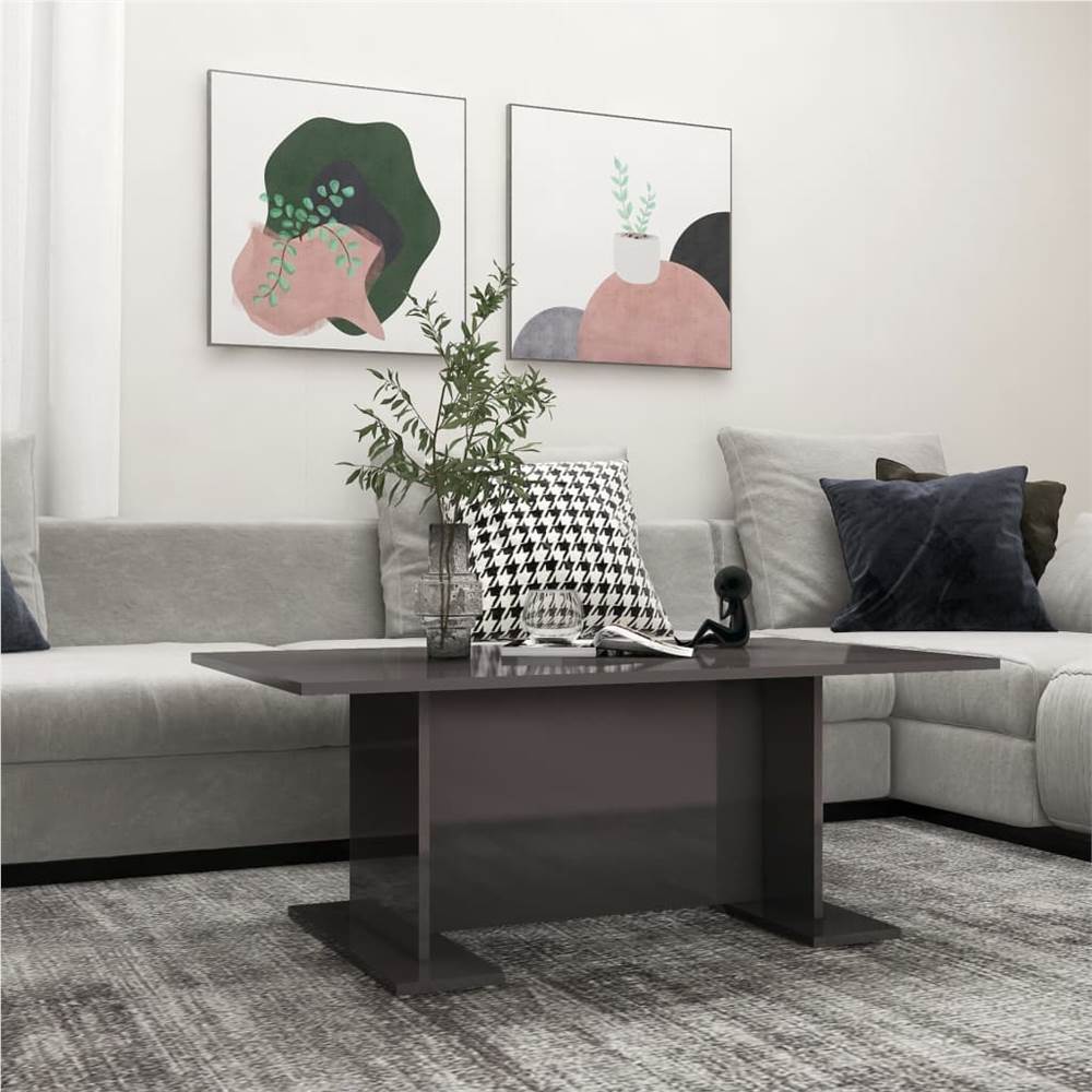 

Coffee Table High Gloss Grey 103.5x60x40 cm Chipboard