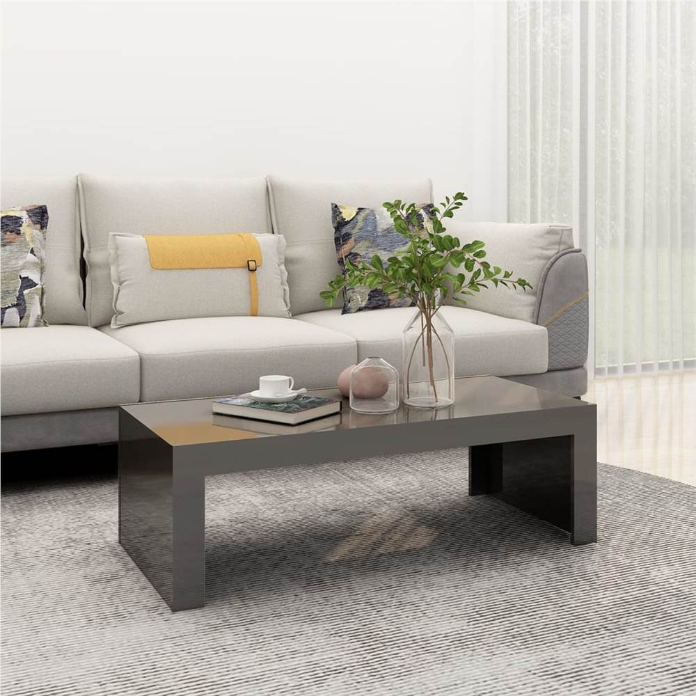 

Coffee Table High Gloss Grey 110x50x35 cm Chipboard