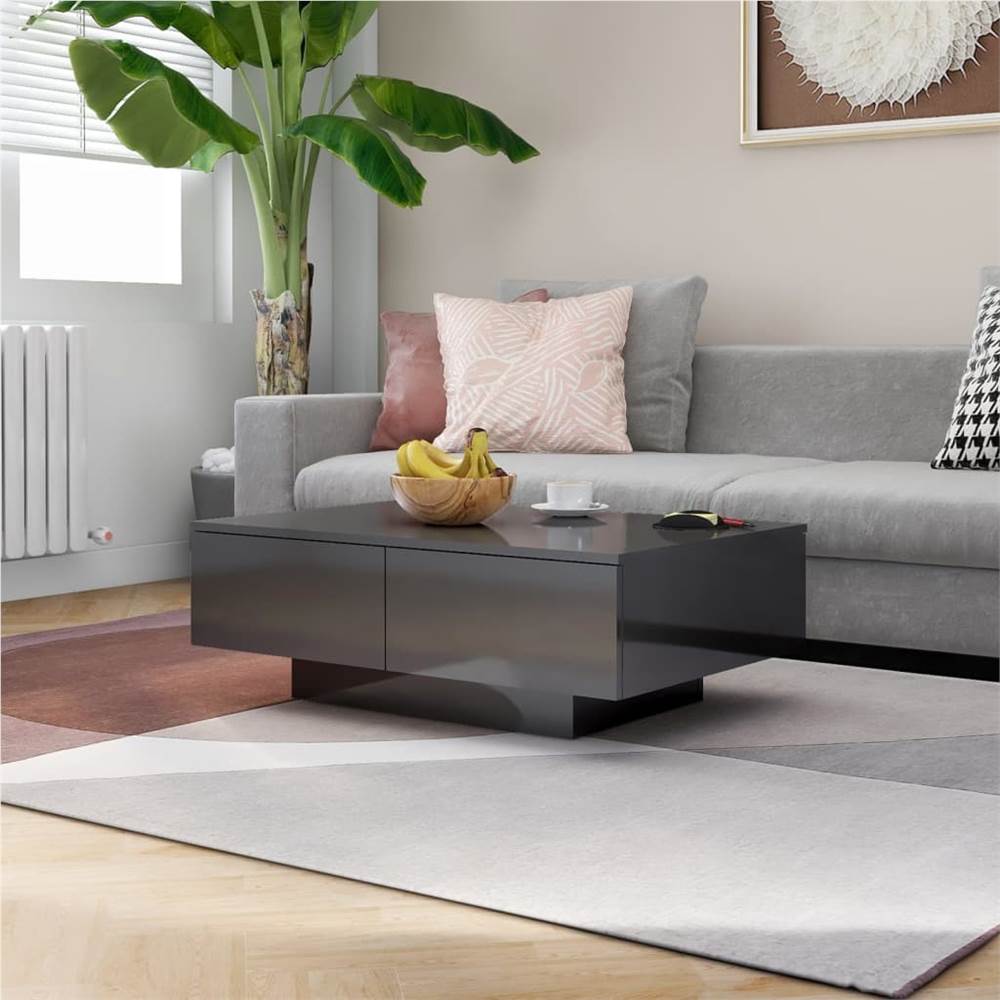 

Coffee Table High Gloss Grey 90x60x31 cm Chipboard