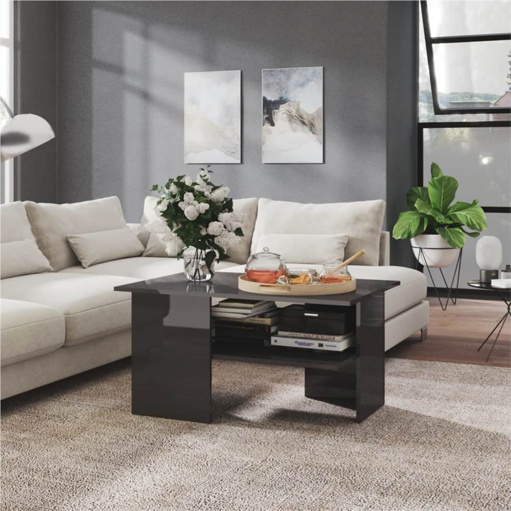 

Coffee Table High Gloss Grey 90x60x46.5 cm Chipboard